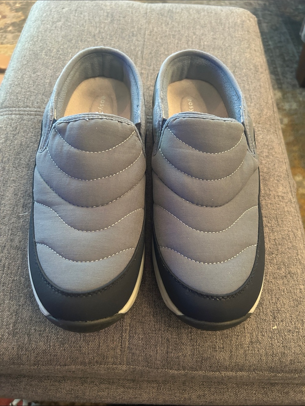 Slip-On Quilted Casual Shoes in Light Blue